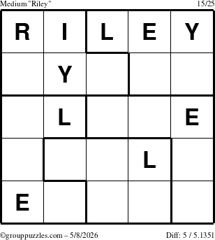 The grouppuzzles.com Medium Riley puzzle for Friday May 8, 2026