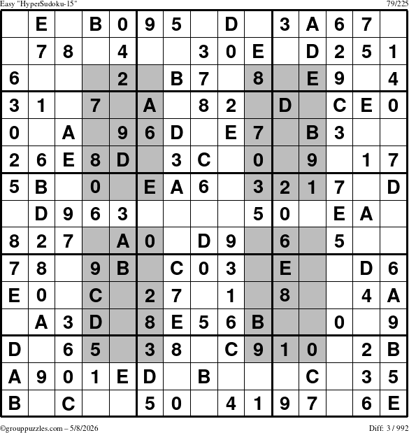 The grouppuzzles.com Easy HyperSudoku-15 puzzle for Friday May 8, 2026